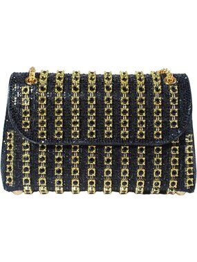 Women's Rhinestone Evening Black Clutch Purse with Crystal Sparkling Formal